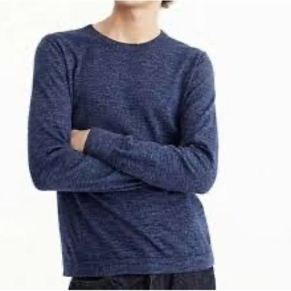J. Crew Sweater Cotton Classic Crewneck Pullover Navy Blue Men’s Large H3580